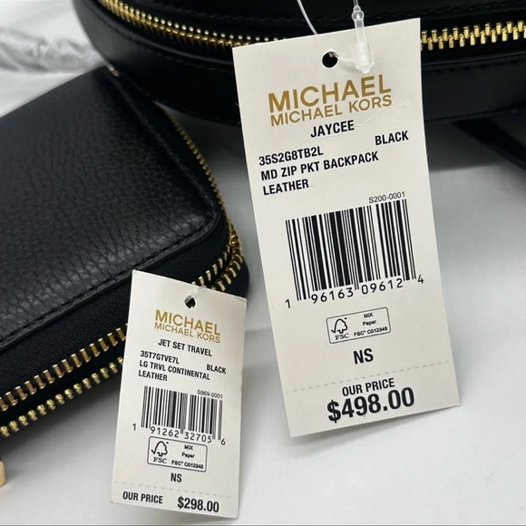 Michael Kors Medium Jaycee Backpack & Continental Wallet Wristlet Black - Picture 14 of 14